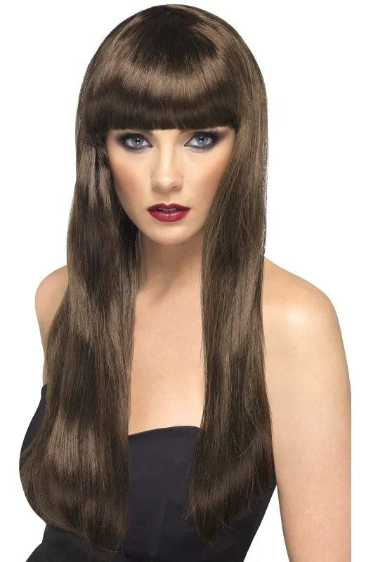 Peluca Castaña Lisa con Flequillo Pelucas Smiffys